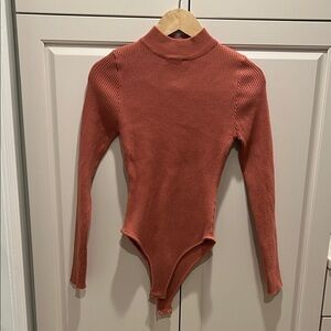 Forever 21 Terracotta Ribbed Turtleneck Bodysuit large